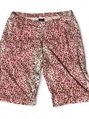 Baby Phat Pink Leopard Print Lace Trim Lounge Shorts
